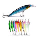 AOZZY 5-1/5-Inch Fishing Lures, Set of 10 With Triangle Fishing Hooks, Flexible Swimbaits，Freshwater & Saltwater Fishing, For Bass Trout Walleye Catfish Fishing Jigs