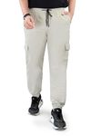 UNOseven Boys Cargo Jogger Pants - Pure Cotton - Slim Fit - Cream - Size 11-12 Years