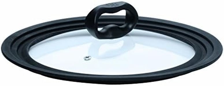 Ecolution EKUL-1620 Kitchen Extras Universal Glass Lid- Graduated Lid Fits 6”, 7”, and 8” Diameter Pots and Pans- Heat Resistant Silicone Rim- Limited- Dishwasher Safe, Clear,Black, Small