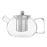 Risello 1 L Kettle Glass Teapot with Stainless Steel Infuser & Lid, Glass Tea Kettle Stove top Safe, Blooming & Loose Leaf Teapot Pitcher (pcs of 1)