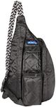 KAVU Mini Rope Puff Bag Sling Crossbody Backpack Travel Quilted Purse-Black