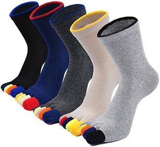 PUTUO Chaussettes avec Orteils Homme Chaussettes Doigts de Pied Séparés, Homme Chaussettes de Sport et d'affaire en Coton, EU 39-44, 3/4/5 paires, Orteils Colorés-5 Paires, EU 39-44