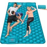 Armyte Double Inflatable Camping Mat Pad, Sleeping Air Mattress with Self Pump & Pillow, Lightweight Portable Bed Pad for Hiking Outdoors Backpacking (Teal & Grey)