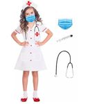 Fancy Steps Nurse Coat dress for Kids | Nurse dress Costumes for boys & girls Nurse dress With Stethoscope, Mask, Injection,Headgear (Set Of 5) 3-4Yrs