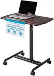 BIRDROCK HOME 30" Height Adjustable Mobile Laptop Desk with Tilting Top - Rolling Standing Desk - Portable Workstation for Office, Classroom, Home - Movable Four Wheels - Adjusts 29" to 40" Tall-Brown