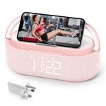 COLSUR Bluetooth Speaker, 15W Fast Wireless Charger, FM Radio, Bedside Night Light for Heavy Sleepers, Snooze, Dimmable LED Display, 2500mAh Battery USB Charging Port