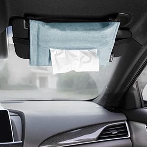 pack all Car Tissue Holder, Premium Microsuede Sun Visor Napkin Holder for Car, Universal Mask Holder Dispenser, Wipes Case for Car Backseat, Car Tissue Box for Vehicle Accessories (Light Blue)