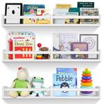 birola Nursery Bookshelves 32 Inches Set of 3,Floating Nursery Shelves White,Wall Bookshelves for Kids(32inch Set of 3 White)