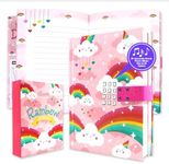 Decorably Journal for Kids, Glittery A5 Rainbow Kids Diary with Lock Code & Music, Rainbow Kids Journal with Lock, Girls Journal with Lock for Girls Diary, Locking Journal for Girls, Diaries for Kids