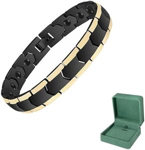 Biancat Prostapower Magnetic Copper Band, Fashion Bracelets Copper Bracelet, Adjustable Length Simple and Fashionable Quantum Magnetic Bracelet with Jewelry Box (Black-Gold,Adjustable)