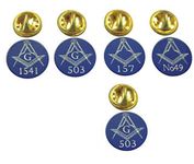 MASONIC LAPEL PIN BADGE/TIE PIN SOLID BRASS PERSONALISED GIFT WITH YOUR OWN LODGE NUMBER X 5 LAPELS