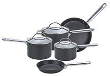 Anolon Professional Pots and Pans Set - 5 Piece Non Stick Pan Set with Glass Lids, Durable Stainless Steel Handles, Metal Utensil Safe Saucepan Set & Frying Pan Set, Black