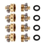 4 Sets 1/2 in Garden Hose Repair Kit RUIFUNETEK Brass Water Hose Fittings Kit Including Male and Female Hose Connectors with Rubber Gasket and Stainless Steel Clamps, Fit All 1/2 Inch Garden Hose