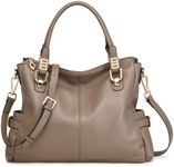 Kattee Women's Genuine Leather Purses and Handbags, Satchel Tote Shoulder Bag (Khaki)