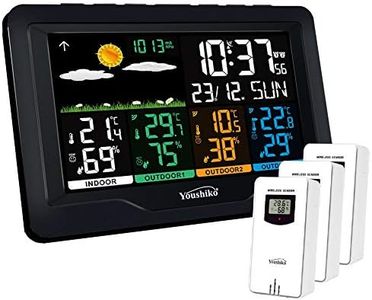 Youshiko YC9443 (Official 2023 UK Version), with 3 x Wireless Sensors Weather Station, Radio Controlled Clock Indoor Outdoor Temperature Thermometer, Humidity, Barometric Pressure