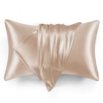 Love's cabin Silk Satin Pillowcase for Hair and Skin (Camel Taupe, 20x26 inches) Slip Pillow Cases Standard Size Set of 2 - Satin Cooling Pillow Covers with Envelope Closure