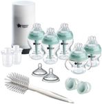 Tommee Tippee Advanced Anti-Colic Ready for Baby Bottle Set, 5oz and 9oz Self-Sterilizing Bottles, Slow and Medium Flow Nipples, 0-6 Month Pacifiers, Travel Bottle Warmer, Removable Bottle Handles