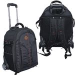 VTS DSLR Camera Bag Medium Size Waterproof/Heavy Duty Rolling Camera Backpack (Black) (Roller Bag)
