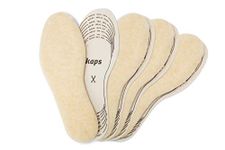 Kaps Winter Shoe Insoles for Kids, 4 Pairs of Cut to Size Sheep Wool Inserts for Kids Shoes and Boots, Warm and Soft, 4 Pair Pack