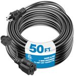 Kasonic 50 Feet Outdoor Extension Cord, ETL Listed, SJTW 16AWG/13A 3 Prong Power Cord, for Home or Office Use, Black