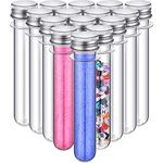 BLMHTWO 15PCS Plastic Test Tube, 45ML Transparent Test Tubes Reusable Container U-Shape Container Tubes with Lid Clear Plastic Test Tubes for Sample DIY Craft Candy USB Storage