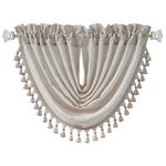 Central Park Linen Solid Waterfall Valance Window Curtain Linen Texture Rod Pocket with Tassel Accessories for Living and Bedroom Semi Sheer Kitchen Curtain, 56"x38", 1 Piece