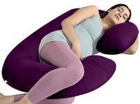 Cherilo Full Body C Shaped Pregnancy Pillow for Maternity & Baby Nursing | Abdomen, Hip, Spine, Neck & Head Support Cushion | Premium Velvet Outer Cover with Zip | PURPLE