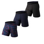 Pair of Thieves Super Fit Men’s Boxer Briefs 3 Pack, Black/Blue, Small