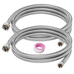 60" Faucet Supply Line,3/8" Comp x 1/2" FIP Flexible Faucet Connector,Stainless Steel Braided Supply Line for Long Distance Use of Faucet Sink, Water Heater, Angle Valve（Plumbers Tape Include)