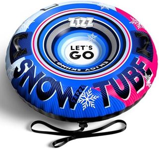 ZIZZ Inflatable Snow Tube for Kids & Adult - 48INCH Large Heavy Duty Snow Tubes for Sledding with Canvas Cover for Kids Adults Winter Outdoor Fun Toys Birthday for Boys Girls Children