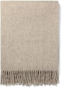 Superfine Alpaca Wool Throw Blanket - Lightweight Alpaca Merino Wool Throw Blankets for Using Indoors or Outdoors | Soft Peruvian Alpaca Blanket Wool Blanket Solid Color 72" x 60" (Beige)