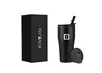 IRON °FLASK Rover Tumbler 2.0-2 Lids Vacuum Insulated Stainless Steel Bottle, Double Walled, Drinking Cup - Thermos Travel Mug - Midnight Black, 20 Oz