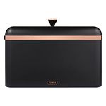 Tower T826130BLK Cavaletto Bread Bin with Removable Lid, Large Capacity, Durable Steel Body, Black and Rose Gold