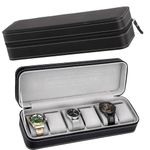 PANIXIA Watch box organizer 6 slots, Watch Holder Organizer Box For Men Women, Travel Watche Storage Organizer Box with PU Leather Zippered Watch Case with Removable Watch Pillow(6 watch zip)