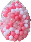 bebikim 200 Count Plastic Soft Plastic Ball Pit Balls Colorful Play Pit Balls for Pet Dogs Ball Pit 2.2" Large Phthalate Free Bpa Free Balls for Toddlers 1-3 Baby Kids (Pink)
