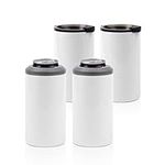 4 in 1 Sublimation Can Insulator Blanks White 12 OZ Stainless Steel Beer Can Cooler Tumblers Cups Mugs for Cricut Mug Press Tumbler Heat Press Print 4 Pack