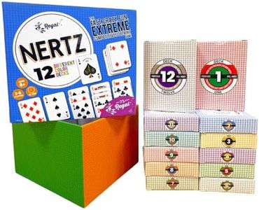 Regal Games Nertz & Solitaire Playing Cards, 12 Multi-Colored Poker Decks 2.5" x 3.5", 310 GSM Linen Finish, Durable Casino Quality for Poker, Blackjack, Rummy & Family Game Night for Kids & Adults