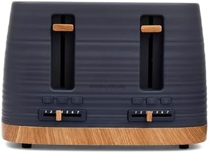 Morphy Richards Clay 4 Slice Grey Toaster, Wide Slots, High Lift, Anti-Slip Rubber Feet, Removable Crumb Tray, Cancel, Reheat, Defrost, Integrated Cord Storage, Flint, 243101