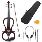 Cecilio L1/2CEVN-L1NA Left-Handed Solid Wood Mahogany Metallic Electric Violin with Ebony Fittings in Style 1