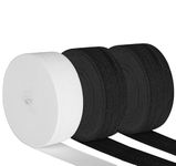 Magnoloran 3 Roll 30 Yard 2 Inch Sewing Elastic Band Heavy Stretch Elastic Spool Springy Stretch Knitting Elastic Band for Sewing Pants Waistband, Wigs, Skirts, Craft DIY Projects (2 Black &1 White)