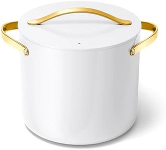 Caraway Stock Pot - 12 Qt Ceramic Coated Pot With Lid - Fee From Forever Chemicals - Large Pot for Bigger Batches - White