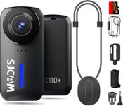 SJCAM C110Plus 4K POV Camera,64GB Mini POV Body Camera,170° FOV,6-Axis Stabilization, Waterproof,Wearable Action Camera for Vlogging,Skiing,Biking,Kids,Helmet Mount,Black