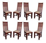 GFH Solid Sheesham Wood Dining Chairs Only | Wooden Set of 8 Dinning Chair for Kitchen & Dining Room | Chairs with Cushion | Rosewood, Natural (8 Seats)