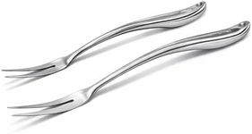 Stainless Steel Carving Fork Set (2 Sizes) – Ergonomic Curved Handle, Heavy Duty Meat Forks for BBQ, Roasting, Turkey, Steak & Serving – Dishwasher Safe