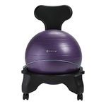 Gaiam Classic Balance Ball Chair - Exercise Stability, Yoga Ball, Premium Ergonomic Chair for Home and Office, Desk with Air Pump, Exercise Guide and Satisfaction Guarantee, Purple