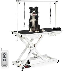 50 in Dog Grooming Table, Electric Hydraulic Grooming Table with Aluminium Overhead Arm, Anti Slip Tabletop, 6 USB Ports for Large Dogs At Home and Salon, Maximum Capacity Up to 300 LB, White