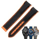 RAYESS 20mm 22mm Watch Bracelet for Omega 300 SEAMASTER 600 Planet Ocean Folding Buckle Silicone Nylon Strap Watch Accessories Watch Band (Color : Black Orange, Size : 22mm)