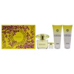 Versace Versace Yellow Diamond 3oz EDT Spray, 3.4oz Shower Gel, 3.4oz Body Lotion, 5ml EDT Rollerball Mini Women 4 Pc Gift Set