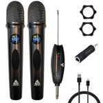 Audio Array AM-W35 UHF Dual Wireless Premium Karaoke Microphones | 800mah 5-6 Hours Battery Backup | Range up to 50M | Karaoke Singing, Wedding, DJ, Church | PA System, Amplifier, Mixer, Party Box