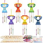 WEDNOK 9 Pack Trophy Wind Chime Kit for Kids Make You Own Trophy Craft DIY Paint Wooden Art and Craft for Art Project Rewards Winning Prizes Carnival Party Decoration